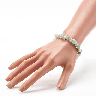 Natural Amazonite Chip Bead Stretch Bracelets for Children BJEW-JB06388-01-1