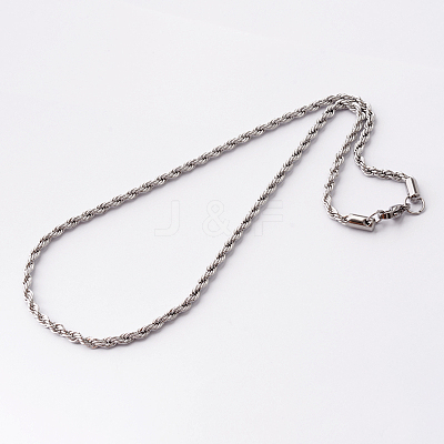 Tarnish Resistant 304 Stainless Steel Rope Chain Necklaces STAS-O056-A-10-1