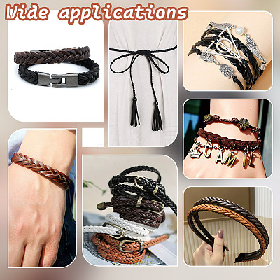 2M 2 Colors Braided Cowhide Leather Cords WL-GA0001-03-1