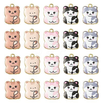 30Pcs 5 Style Printed Alloy Pendants ENAM-CJ0005-51-1