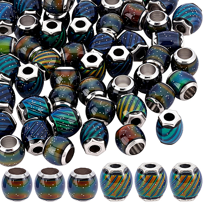 50Pcs 2 Styles Glass European Beads GLAA-PA0001-43-1