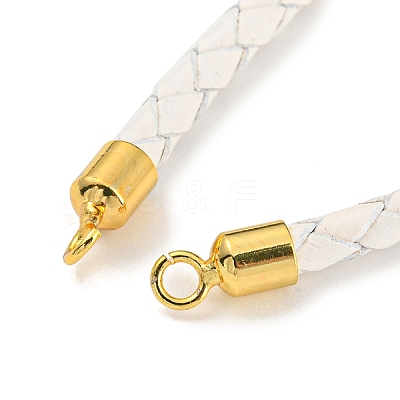 Leather Braided Cord Link Bracelets MAK-K022-01G-06-1