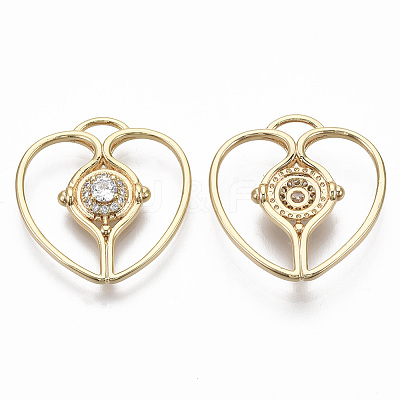Brass Micro Pave Cubic Zirconia Pendants KK-R130-027G-NF-1