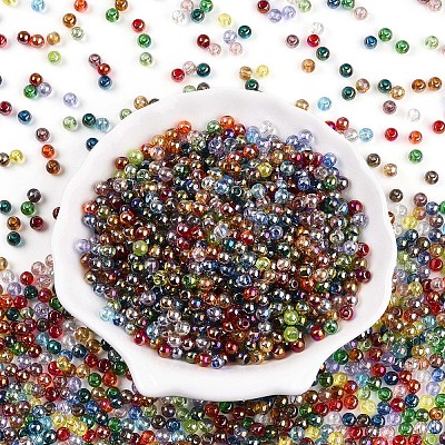 Transparent Colours Rainbow Glass Seed Beads SEED-N007-08-1