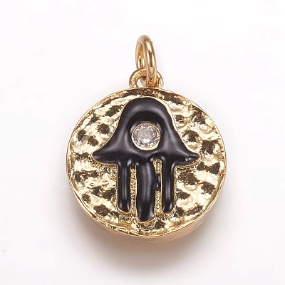 Hammered Brass Pendants KK-K207-03G-1