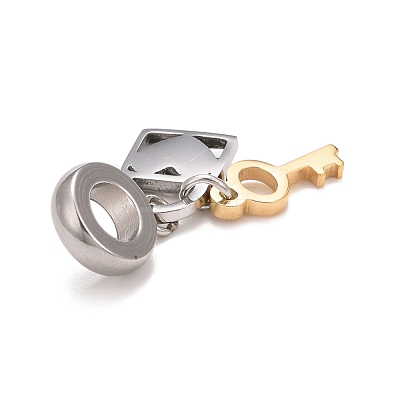 304 Stainless Steel European Dangle Charms STAS-I194-10GP-1