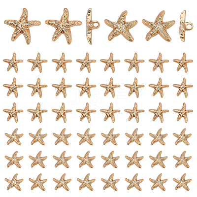 60Pcs 2 Styles 1-Hole Alloy Shank Buttons BUTT-PH0001-79KCG-1