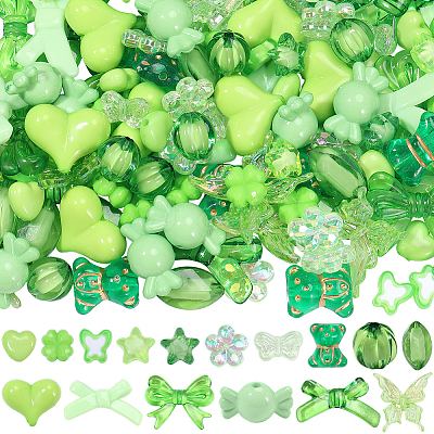 160Pcs 16 Styles Mixed Styles Acrylic Beads OACR-PA0001-77B-1