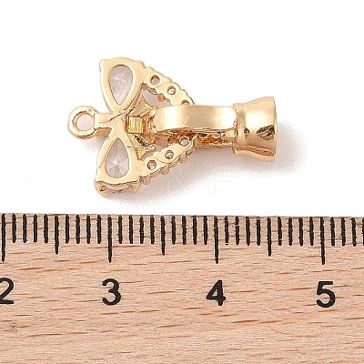 Golden Brass Micro Pave Cubic Zirconia Fold Over Clasps KK-B100-037G-1
