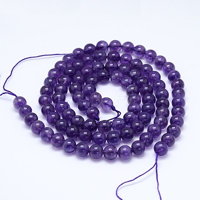 Natural Amethyst Round Bead Strands G-M212-6mm-02B-1