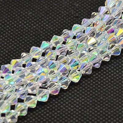 Imitate Austrian Crystal Electroplate Bicone Glass Bead Strands X-GLAA-F029-4x4mm-A01-1