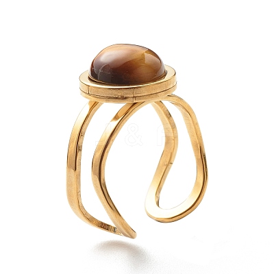 Natural & Synthetic Mixed Gemstones Cuff Ring RJEW-JR00366-1
