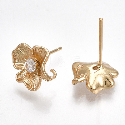 Brass Cubic Zirconia Stud Earring Findings KK-S348-348-1