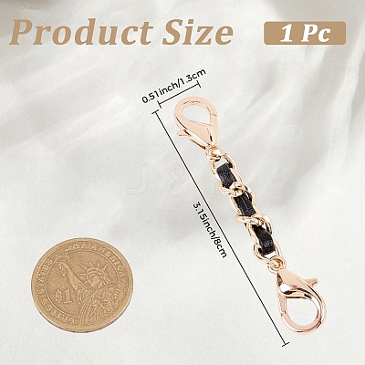 1Pc Black PU Leather Alloy Crub Chain Purse Strap Extenders for Purse Making PURS-CL0001-10B-1