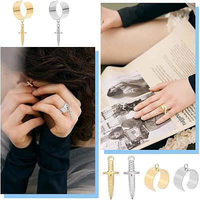 DIY Dagger Charm Cuff Ring Making Kit DIY-UN0003-66-1