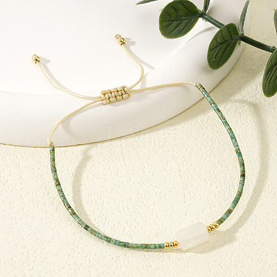 Natural White Jade Bead Braided Bead Bracelets SR7780-1