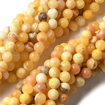 Natural Yellow Jade Beads Strands G-F591-17-10MM-1