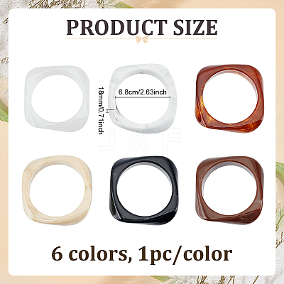 6Pcs 6 Colors Acrylic Bangles for Women BJEW-ME0001-03B-1