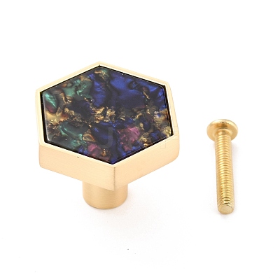 Hexagon with Marble Pattern Brass Box Handles & Knobs DIY-P054-C04-1