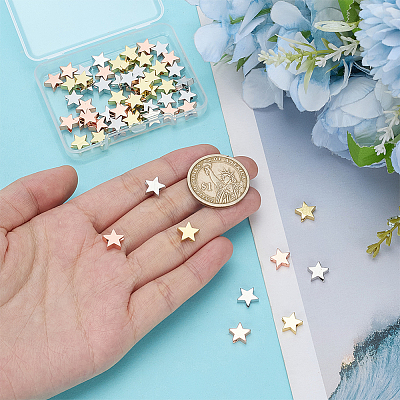 60Pcs 3 Colors Brass Beads KK-PH0012-16-1