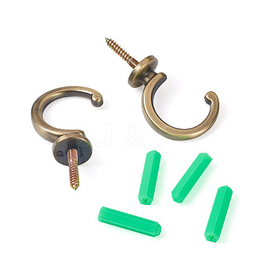 16Pcs 2 Style Zinc Alloy Hook Hanger FIND-SW0001-04AB-1
