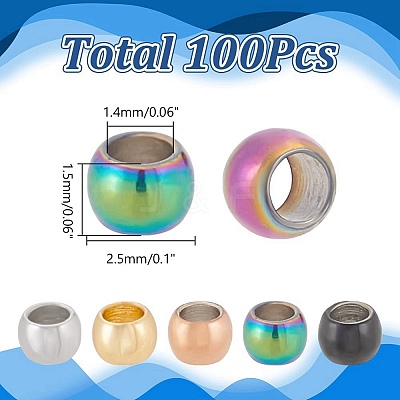 200Pcs 5 Styles 304 Stainless Steel Spacer Beads STAS-AR0002-55-1