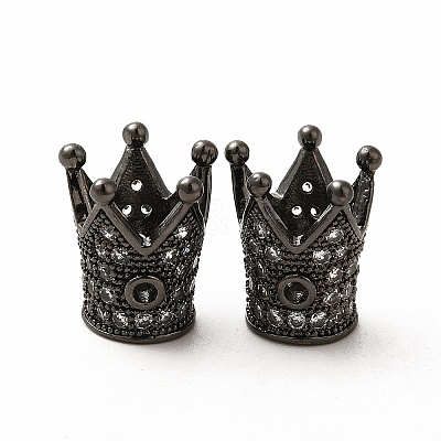 Rack Plating Brass Micro Pave Cubic Zirconia Beads ZIRC-C043-01B-1