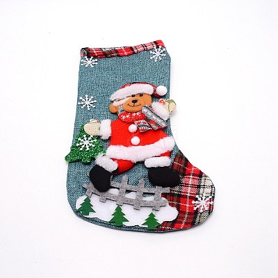 Bear Cloth Hanging Christmas Stocking HJEW-SZC0004-20-1