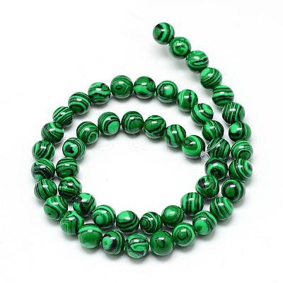 Synthetic Malachite Beads Strands G-T053-8mm-05-1
