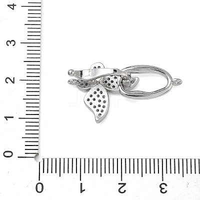 Butterfly Brass Micro Pave Clear Cubic Zirconia Fold Over Clasps KK-Z143-22P-1
