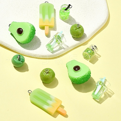 30Pcs 6 Styles Opaque Resin Pendants RESI-YW0001-67A-1