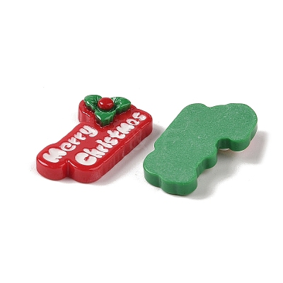 Merry Christmas Opaque Resin Decoden Cabochons RESI-S391-03-1