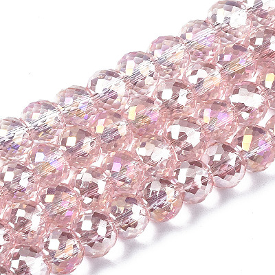 Electroplate Transparent Glass Beads Strands X-EGLA-Q125-004-1