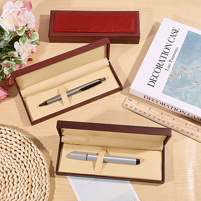 Rectangle PU Leather Single Pen Storage Boxes AJEW-WH0886-10-1