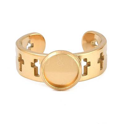 Hollow Cross 304 Stainless Steel Cuff Ring Components SA-CBA098D-02G-A-1