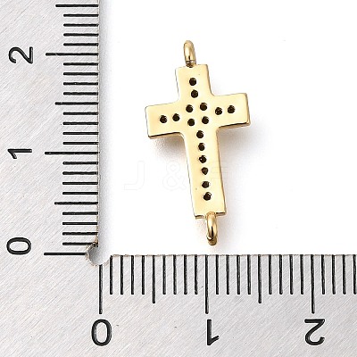 Brass Pave Black Cubic Zirconia Connector Charms KK-M101-02E-G01-1
