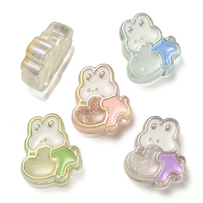 UV Plating Rainbow Iridescent Acrylic Enamel Beads X-OACR-G012-07-1