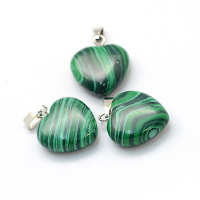 Heart Dyed Synthetic Malachite Pendants G-Q371-02-1