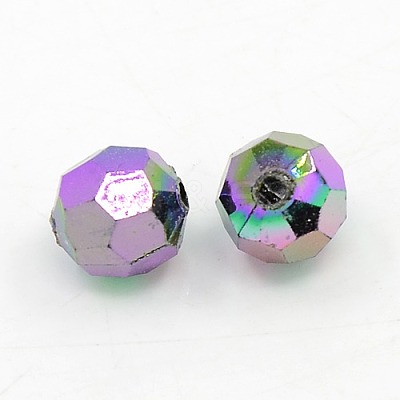 Plating Plastic Acrylic Faceted Round Beads PACR-L002-8mm-M-1