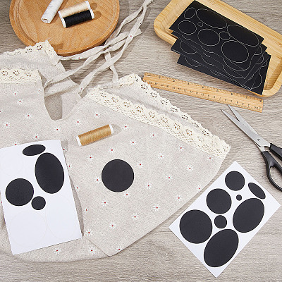Rectangle with Round & Oval Pattern Self-adhesive Nylon Applique PATC-WH0007-33A-1