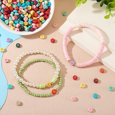 500Pcs 5 Colors Opaque Acrylic Beads OACR-TA0003-87-1