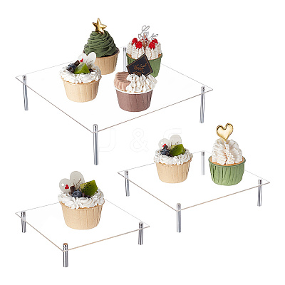 3 Sets 3 Styles Square Acrylic Action Figures Riser Display Pedestals ODIS-FG0001-58-1