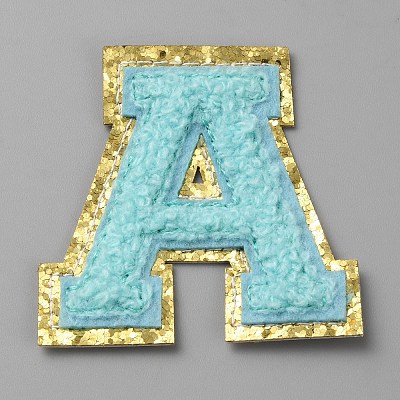 Letter A Computerized Towel Embroidery Cloth Self Adhesive Patches PATC-WH0007-37B-08-1