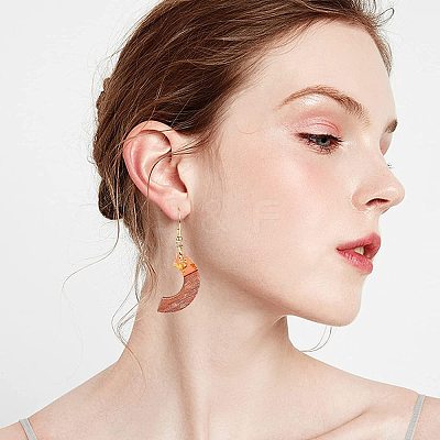 DIY Walnut Wooden Dangle Earring Making Kits DIY-OC0006-65-1