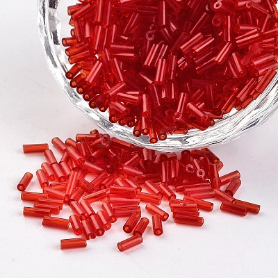 Transparent Colours Round Hole Glass Bugle Beads SEED-I001-5B-1