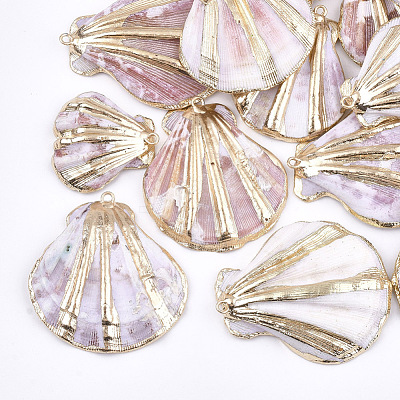 Electroplate Sea Shell Pendants X-SSHEL-S262-34-1