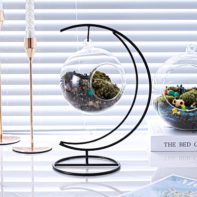 Moon Shaped Glass Bottle Iron Hanging Rack IFIN-Q127-02A-1
