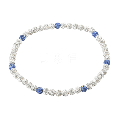 1Pc Polymer Clay Rhinestone Round Beaded Stretch Necklaces NJEW-SP0001-14F-1