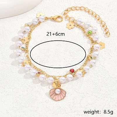 Golden Iron Shell Flower Charm Multi-layer Anklets for Women CW6045-1