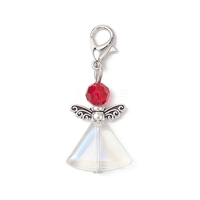 10Pcs 10 Colors Glass Angel Pendant Decoration HJEW-JM02815-1